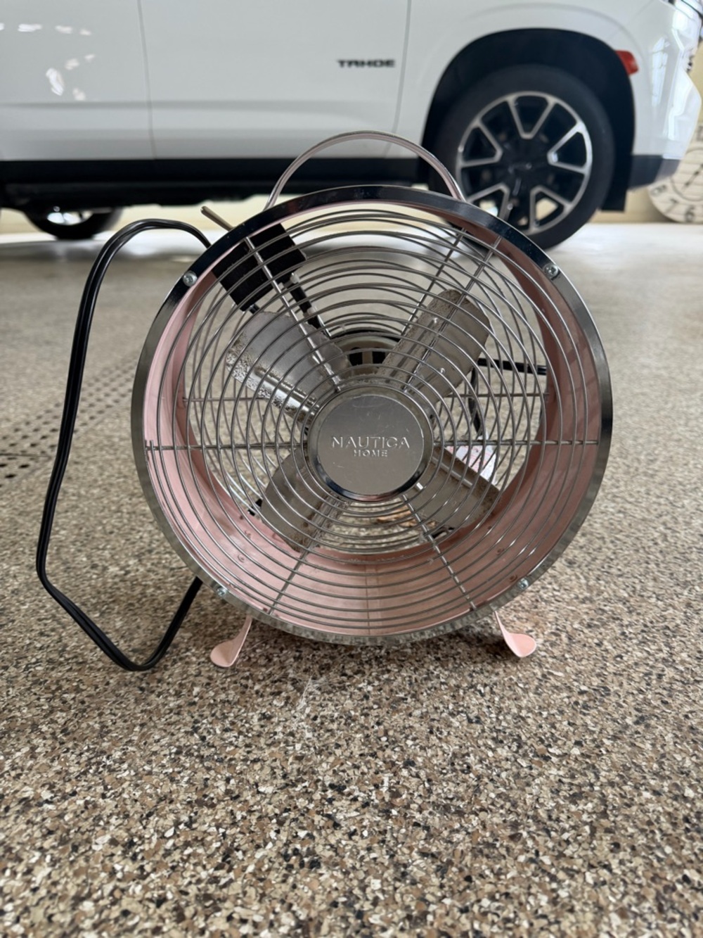 Nautica Pink Metallic Desk Fan with Chrome Grille